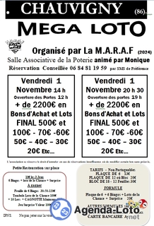 Photo du loto 2 Lotos 14h - 20h30 MARAF animé par Monique