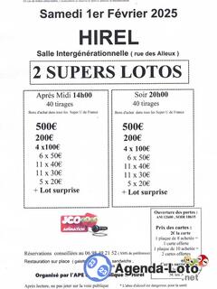 Photo du loto 2 supers lotos APE école publique d'Hirel avec JCO