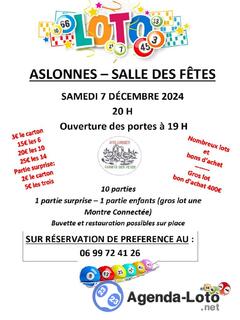 Photo du loto Aslonnes Loto organise par le Comité fêtes salle des fêtes