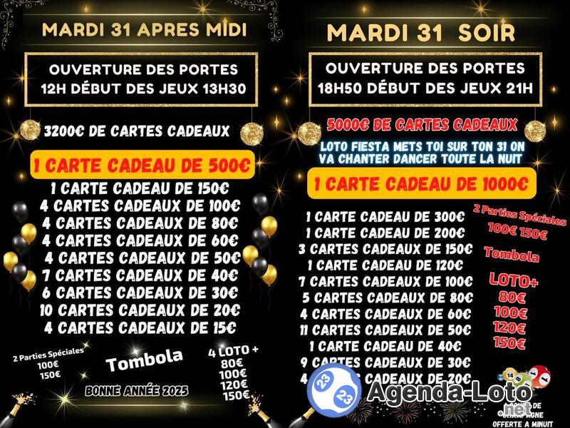 Double loto de la St Sylvestre 8200euro de cartes cadeaux