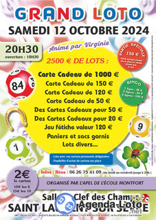 Photo du loto Grand Loto APEL Ecole Montfort