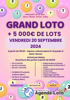 Photo du loto Grand LOTO, Bingo, Perso, animé par Malou