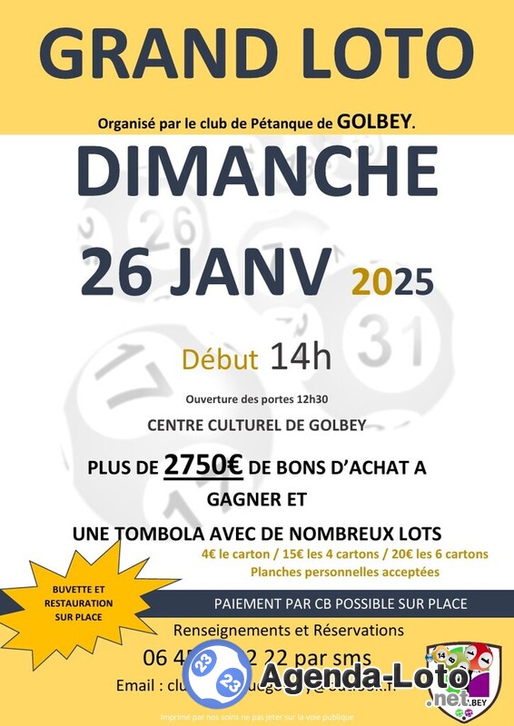 Grand loto club petanque golbey