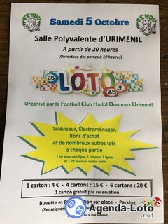 Photo du loto Grand Loto du Football Club Hadol Dounoux Uriménil