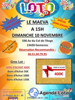 Photo du loto Grand loto du Maeva