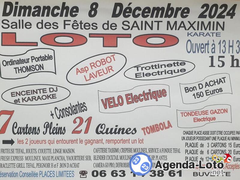 Grand loto karate 8 decembre 2024