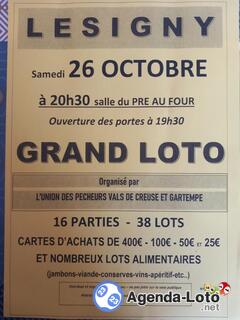 Photo du loto Grand loto des pêcheurs vals de creuse et gartempe