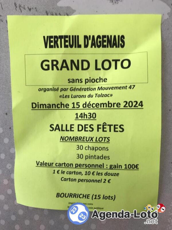 Grand loto sans pioche de Noël