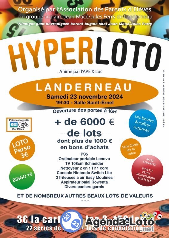 Hyper loto bingo APE JEAN MACÉ JULES FERRY préparé par Luc