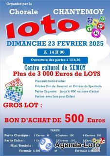 Photo du loto Loto 2025 de la chorale CHANTEMOY