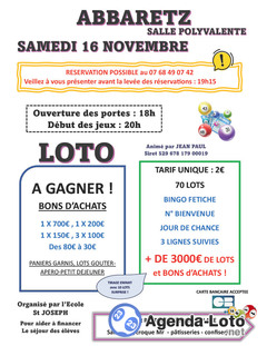 Photo du loto LOTO ABBARETZ (animé par Jean-Paul)