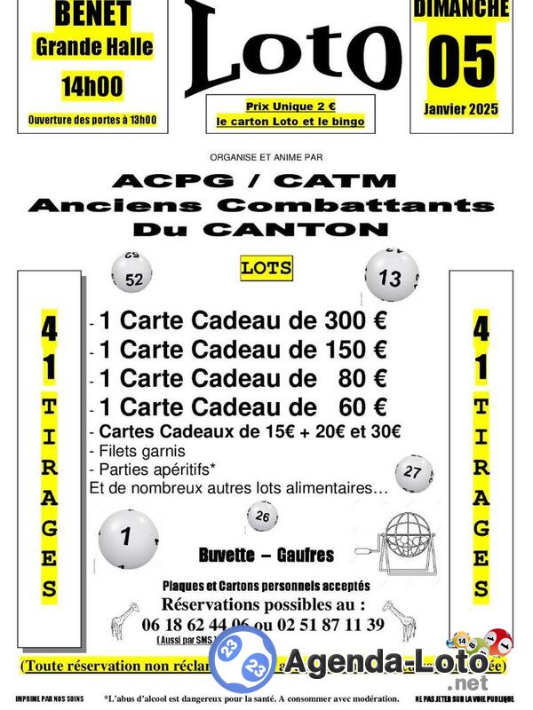 Loto ACPG - CATM Anciens Combattants Du CANTON