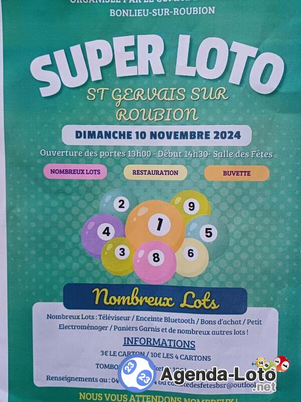 Loto annuel par le Comité des fêtes de bonlieu-roubion