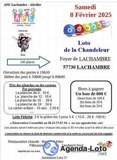 Photo du loto Loto APE Lachambre Altviller