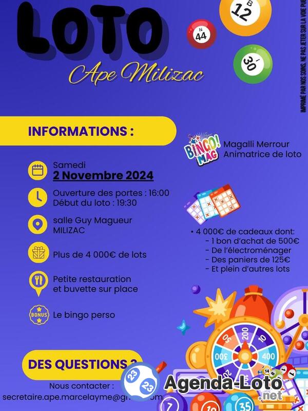 Loto APE Marcel Aymé Milizac avec Bingo Mag