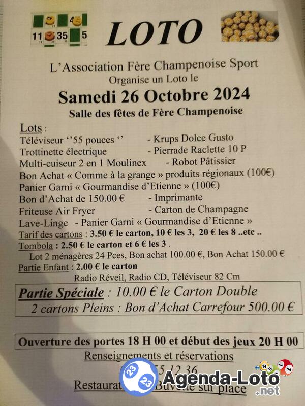 Loto association sportive de fere champenoise