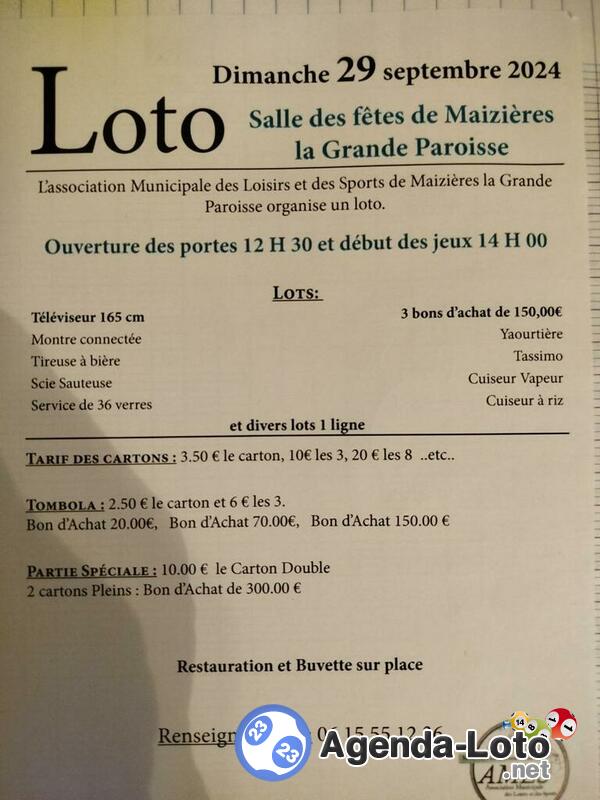 Loto association sportive de maizieres la gde paroisse