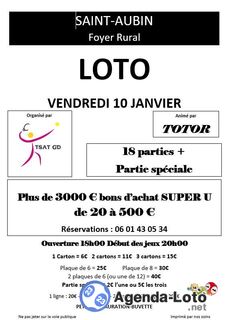 Photo du loto LOTO ASSOCIATION TENNIS Tavaux Saint-Aubin Tennis Grand Dole