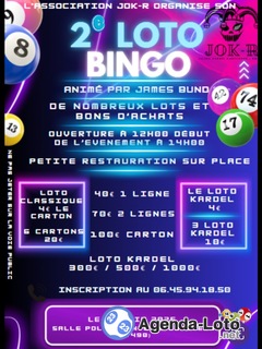 Photo du loto Loto bingo animé par JAMES BUND