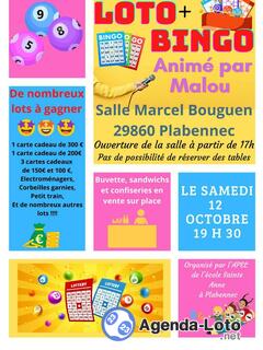 Photo du loto LOTO BINGO animé par MALOU samedi 12 octobre à Plabennec