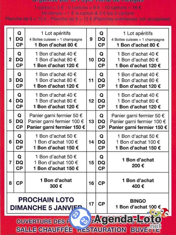 Loto Bingo du Foyer Rural de Heugas