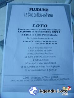 Photo du loto Loto Club du Bois-es-fènes Pluduno participation téléthon