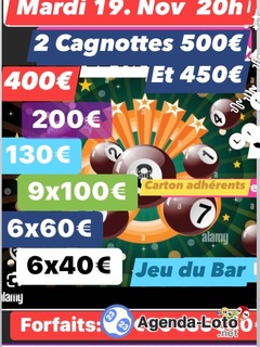 Photo du loto Loto club des sorties forfait20e conviviale avec 2 cagnottes