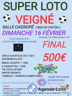 Photo du loto Loto pour club sportif veigné animé par karine