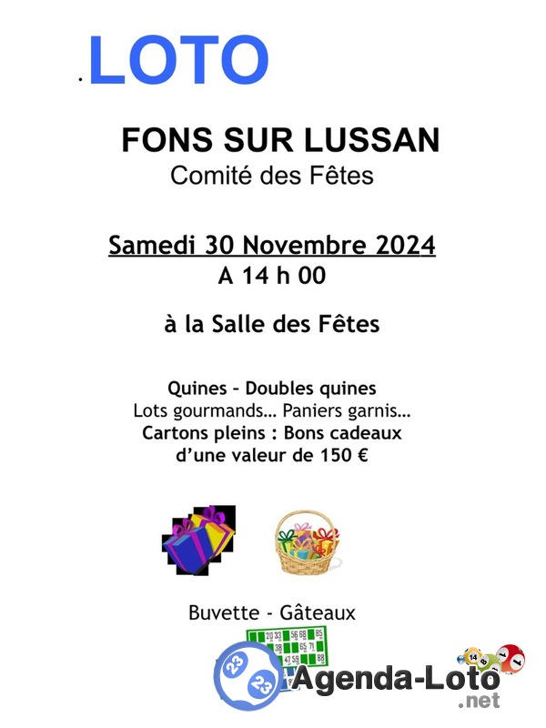 Loto comité des fêtes Fons sur Lussan