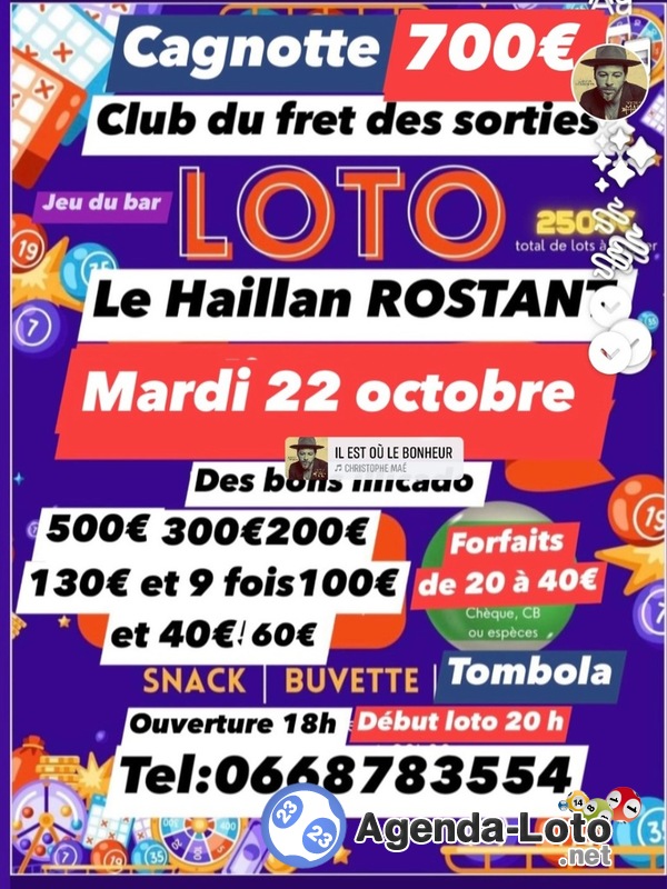 LOTO CONVIVIAL Forfait 20 euros au Before Bordelais