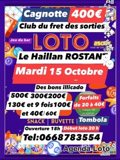 Photo du loto LOTO CONVIVIAL Forfait 20 euros au Before Bordelais