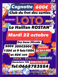 Photo du loto LOTO CONVIVIAL Forfait 20 euros au Before Bordelais