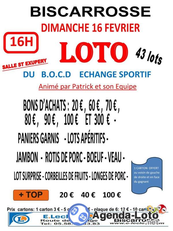 loto du B.O.C.D échange sportif animer Patrick et son équipe