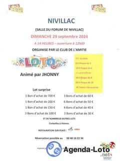 Photo du loto Loto du Club de l'Amitié Nivillacoise