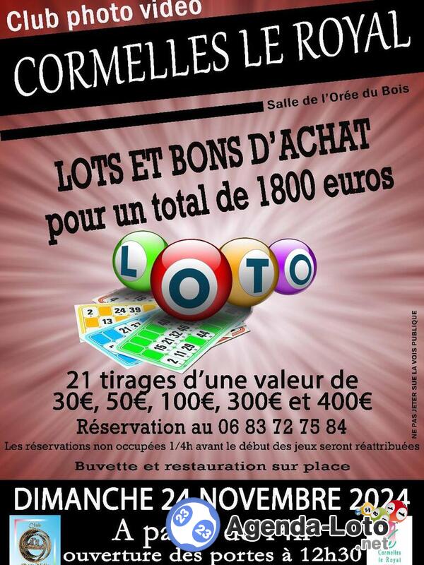 Loto du Club photo vidéo de Cormelles le Royal