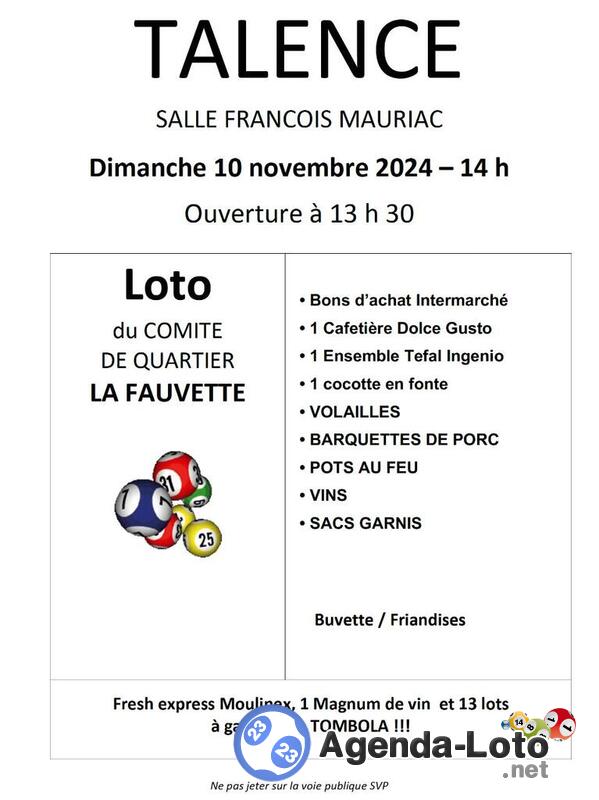 Loto du comité la Fauvette