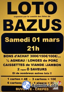 Photo du loto LOTO du Comité des Fêtes de Bazus