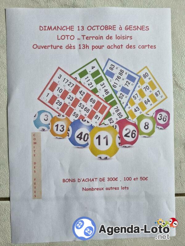 Loto du comité des fêtes de Gesnes