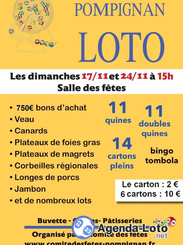 Loto du Comité des fêtes de Pompignan