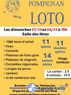 Photo du loto Loto du Comité des fêtes de Pompignan