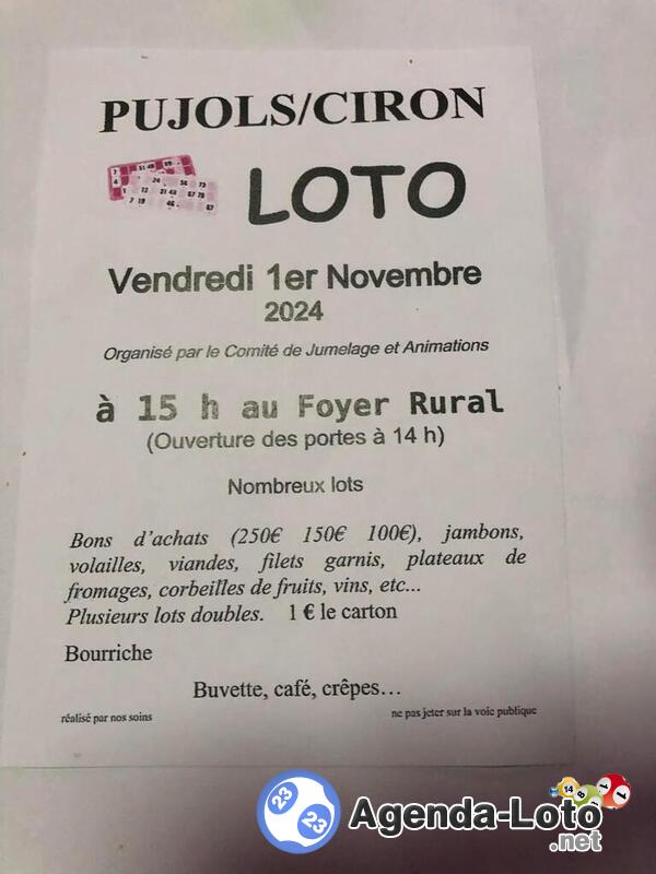 Loto du comité de jumelage et d animation Pujols sur ciron