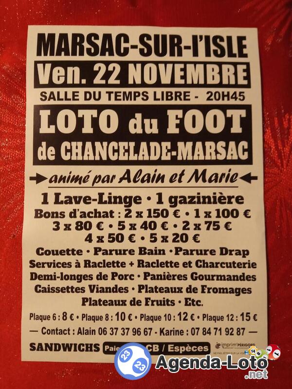 Loto du foot de Chancelade Marsac