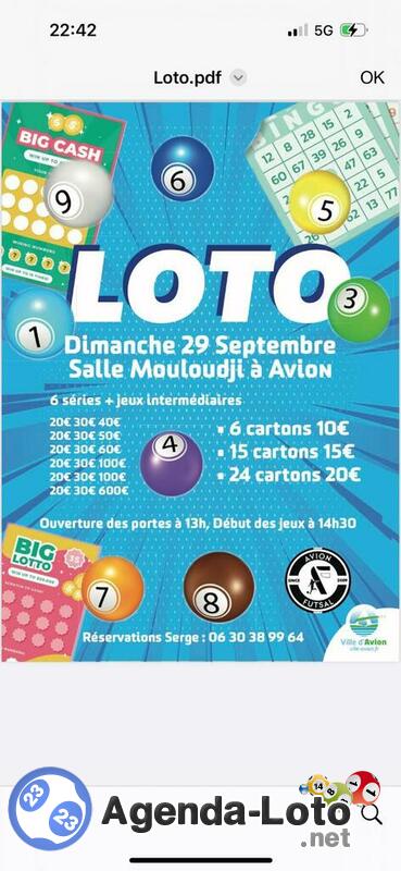 Loto du foot en salle avion