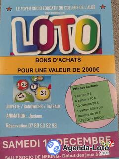 Photo du loto Loto du foyer socio éducatif du collége de L'ALBE À ÑEBING