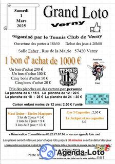 Photo du loto Loto du Tennis Club de Verny