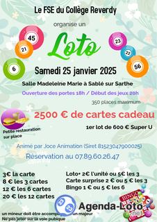 Photo du loto Loto fse college reverdy par joce animation