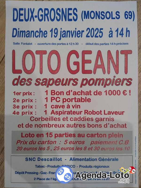 loto géant des pompiers