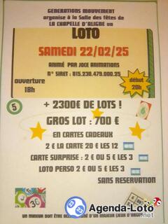 Photo du loto Loto generation mouvement de la chapelle d aligne