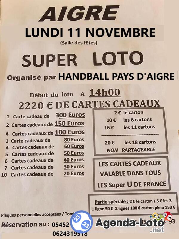 Loto handball pays d'aigre