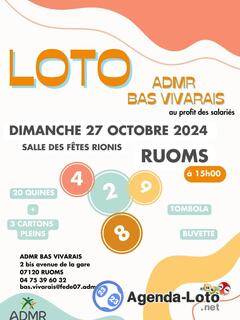 Photo du loto Loto de l'ADMR Bas Vivarais à RUOMS au profit des salariés